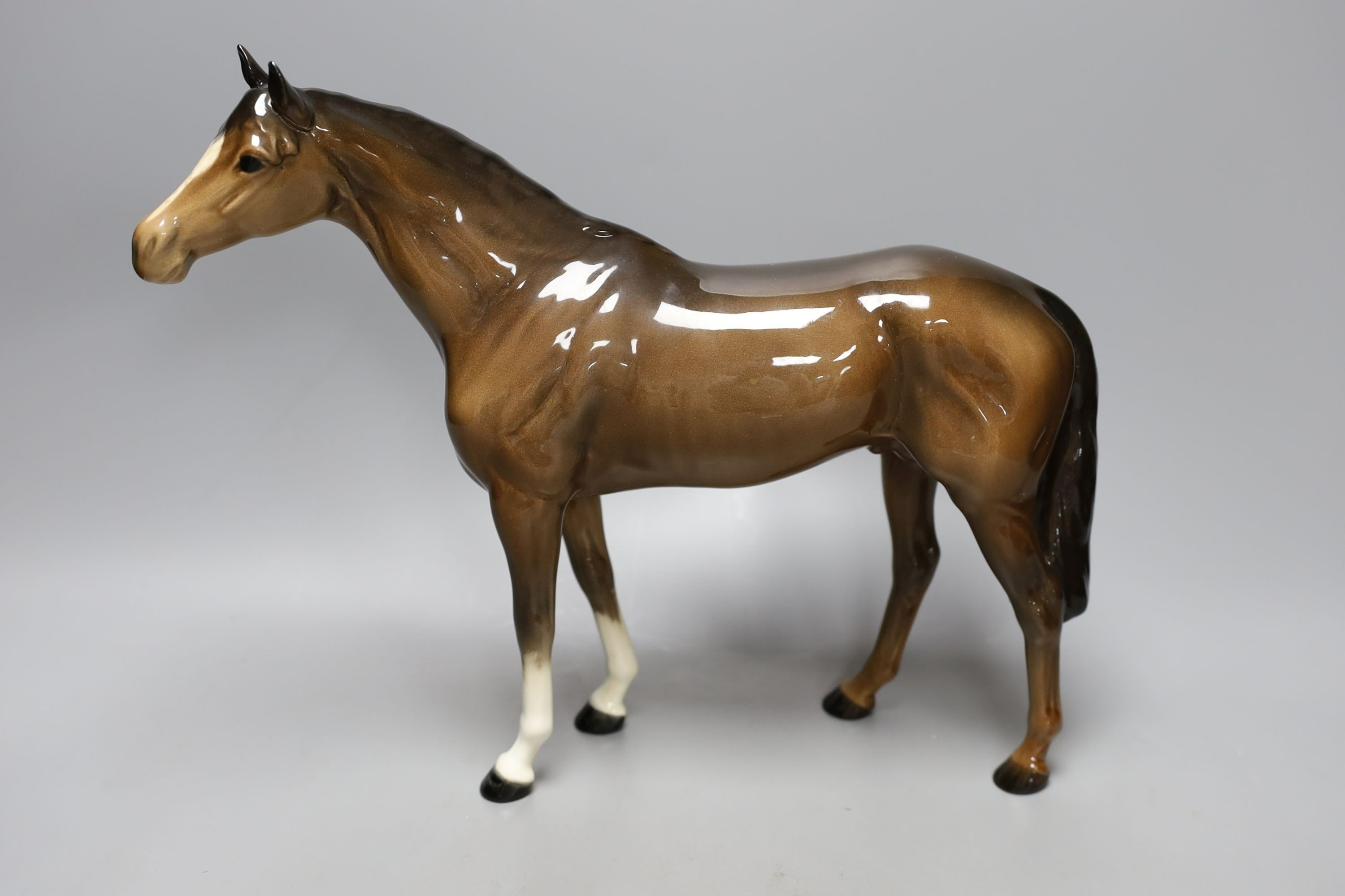 3 Beswick horses, including a Suffolk Punch. Tallest 29cm